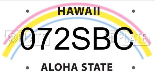 072SBC Hawaii License Plate