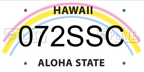 072SSC Hawaii License Plate