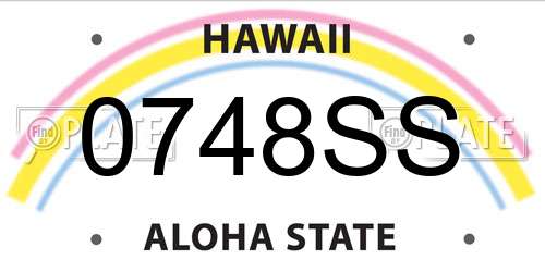 0748SS Hawaii License Plate