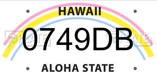 0749DB Hawaii License Plate
