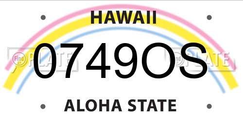 0749OS Hawaii License Plate