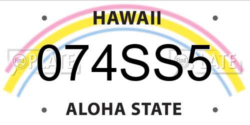 074SS5 Hawaii License Plate