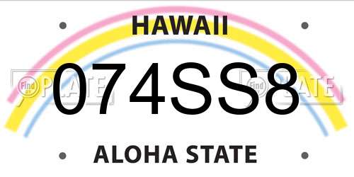 074SS8 Hawaii License Plate