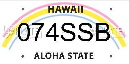 074SSB Hawaii License Plate