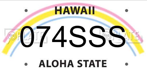 074SSS Hawaii License Plate