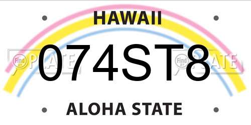 074ST8 Hawaii License Plate