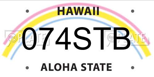 074STB Hawaii License Plate