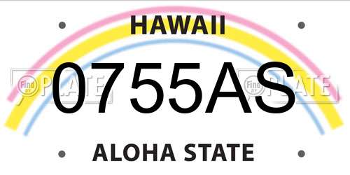 0755AS Hawaii License Plate