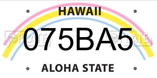 075BA5 Hawaii License Plate