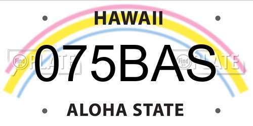 075BAS Hawaii License Plate