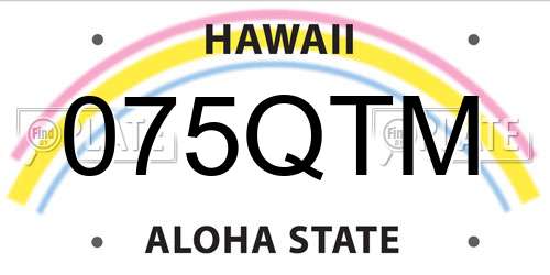 075QTM Hawaii License Plate