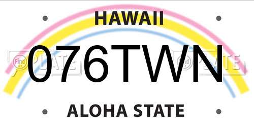 076TWN Hawaii License Plate