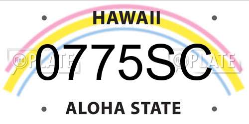 0775SC Hawaii License Plate