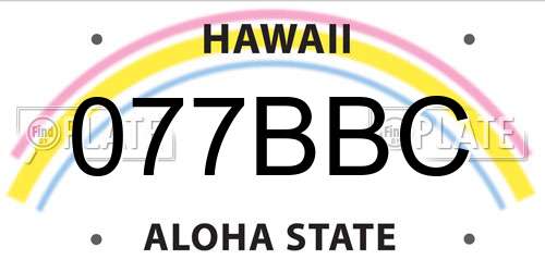 077BBC Hawaii License Plate