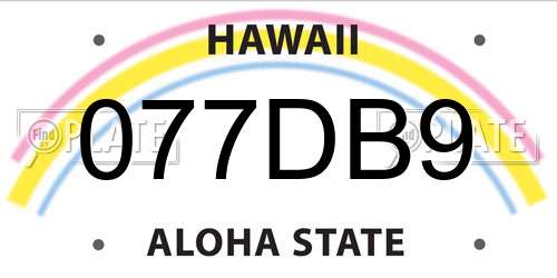 077DB9 Hawaii License Plate