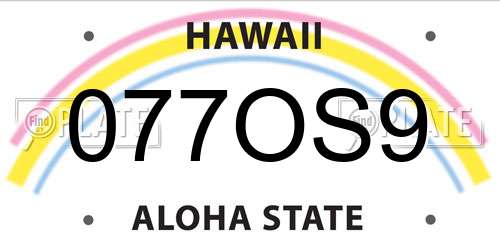077OS9 Hawaii License Plate