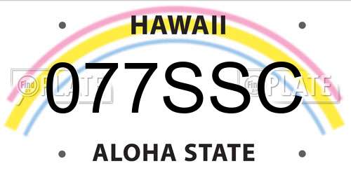 077SSC Hawaii License Plate