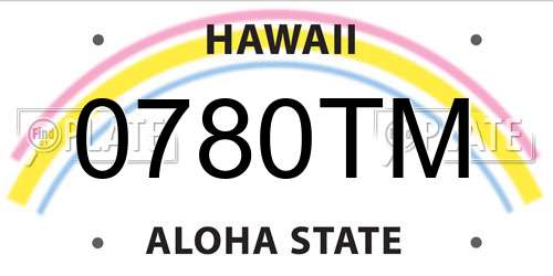 0780TM Hawaii License Plate