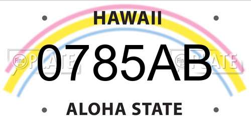 0785AB Hawaii License Plate