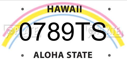 0789TS Hawaii License Plate