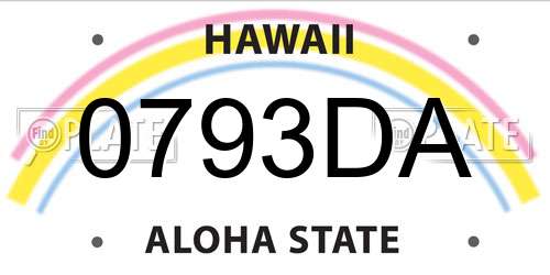 0793DA Hawaii License Plate