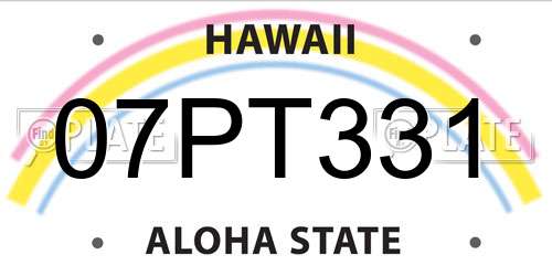 07PT331 Hawaii License Plate