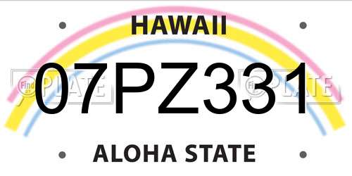 07PZ331 Hawaii License Plate