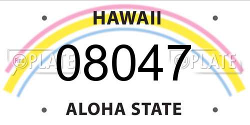 08047 Hawaii License Plate