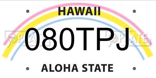080TPJ Hawaii License Plate