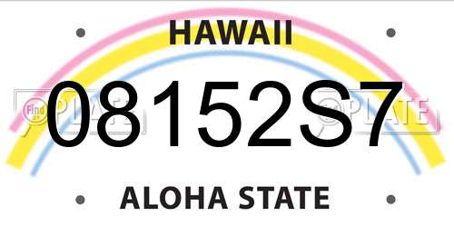 08152S7 Hawaii License Plate