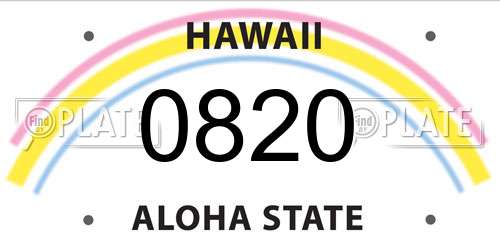 0820 Hawaii License Plate