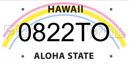 0822TO Hawaii License Plate