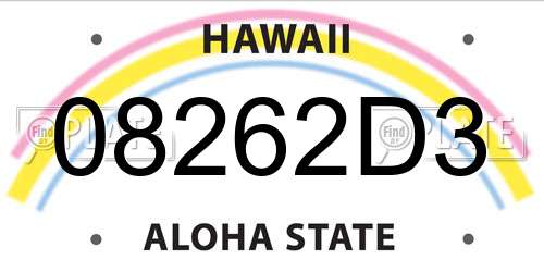 08262D3 Hawaii License Plate
