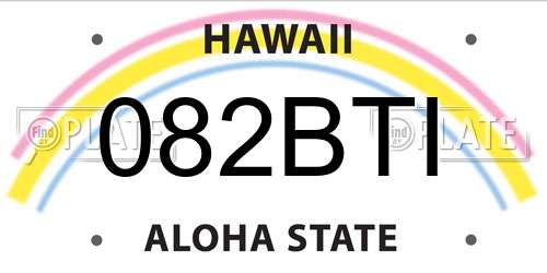 082BTI Hawaii License Plate