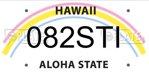 082STI Hawaii License Plate