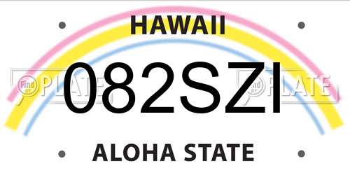 082SZI Hawaii License Plate