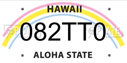 082TT0 Hawaii License Plate