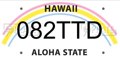 082TTD Hawaii License Plate