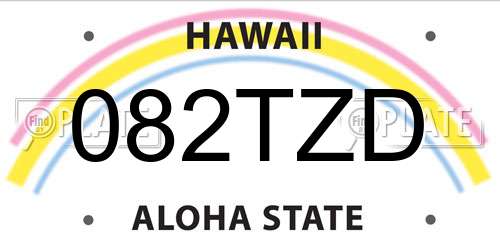 082TZD Hawaii License Plate