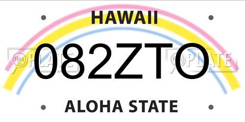 082ZTO Hawaii License Plate