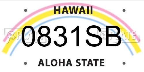 0831SB Hawaii License Plate
