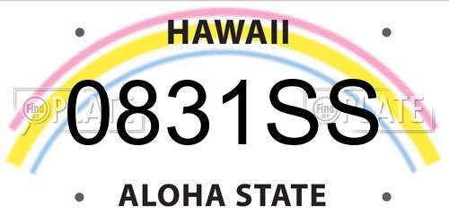 0831SS Hawaii License Plate