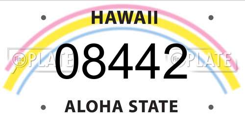 08442 Hawaii License Plate