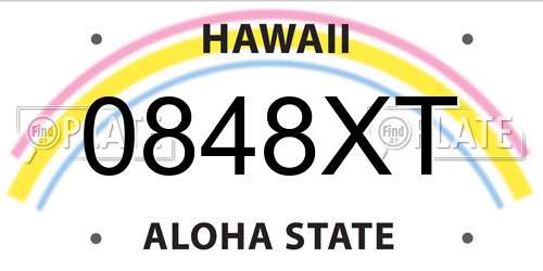 0848XT Hawaii License Plate