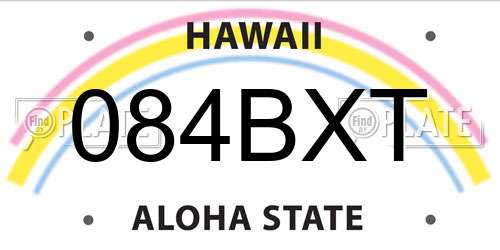 084BXT Hawaii License Plate