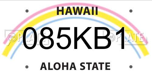 085KB1 Hawaii License Plate