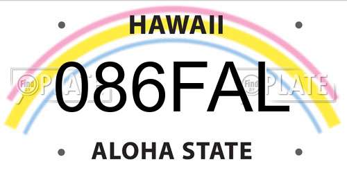 086FAL Hawaii License Plate