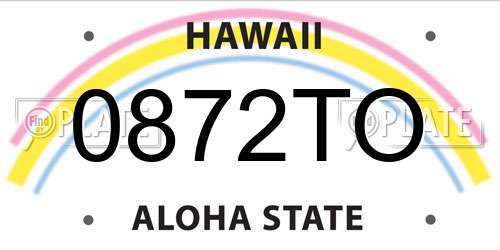 0872TO Hawaii License Plate