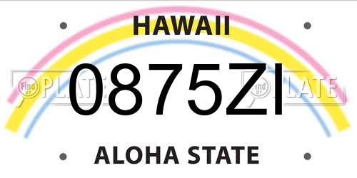 0875ZI Hawaii License Plate