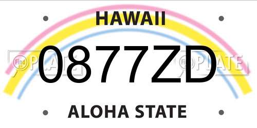0877ZD Hawaii License Plate